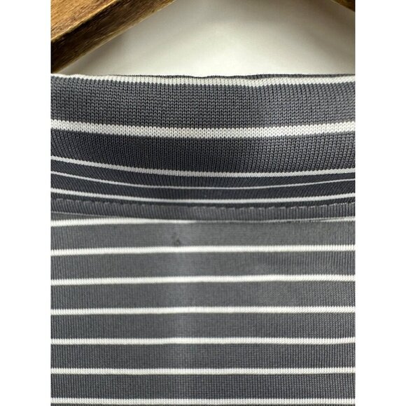 Russell Golf Polo Shirt Gray White Stripe Spartan MSU Logo Men's Size L - Picture 7 of 11